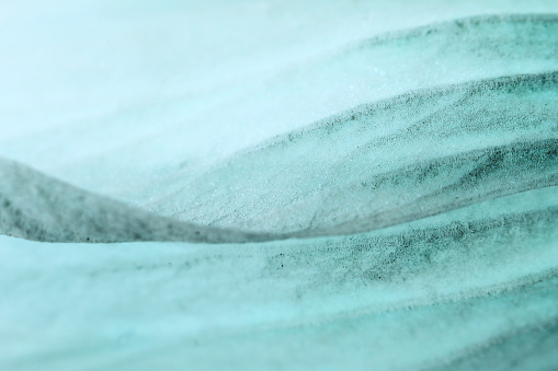 Image texture that retouches an image of waving lily petals in a frosty turquoise blue tone.