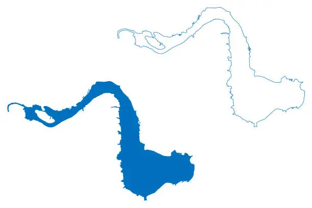 Vector illustration of Colina Lake (Mexico, United Mexican States) map vector illustration, scribble sketch Reservoir Presa Lago Colina Dam map
