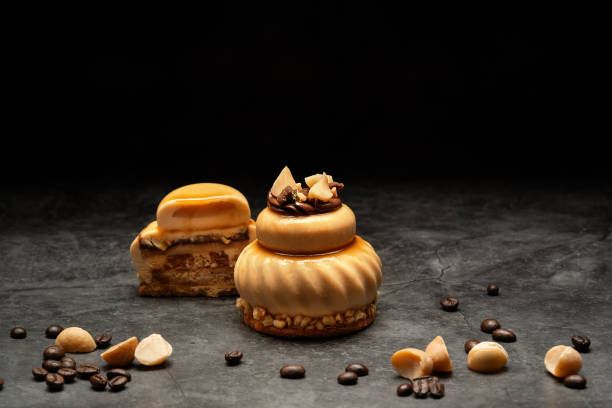 Caramel coffee macadamia mousse cake