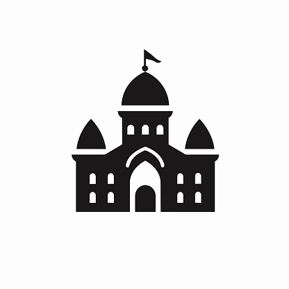 Abstract graphics wallpaper with black and white Simple flat vector illustration. Pixel perfect vector graphics. Outline style. Castle icon. Castle flat icon. Attraction castle icon. A line vector icon of historical building castle.