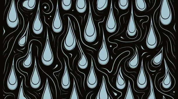 Vector illustration of Brush grunge pattern. Seamless pattern with abstract geometric shapes. Vector. Monochrome wave pattern. Seamless ornament  in color 204. Waved pattern. Abstract backgroud. Wavy background.