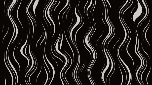 Vector illustration of Vector seamless pattern. Abstract Design. Hand drawn waves. Abstract background. Brush. Print for banners, flyers or posters. Monochrome colors. Waved pattern.