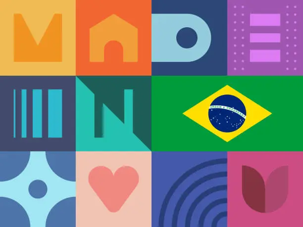Vector illustration of Made In Brazil Seamless Pattern