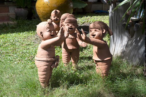 Clay dolls playing thai folk games