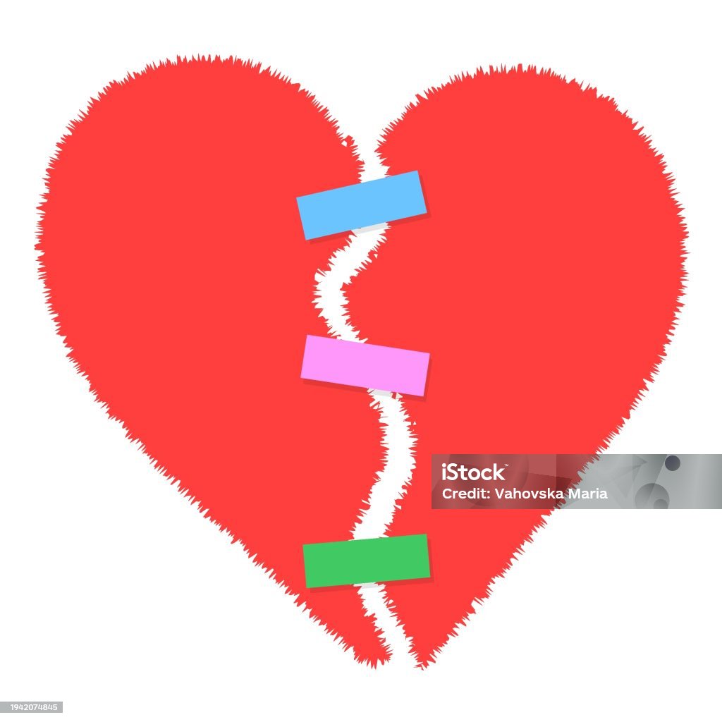 Heart Ripped Inhalf Heart Torn In Half From Paper Element For Collage On A Transparent ...