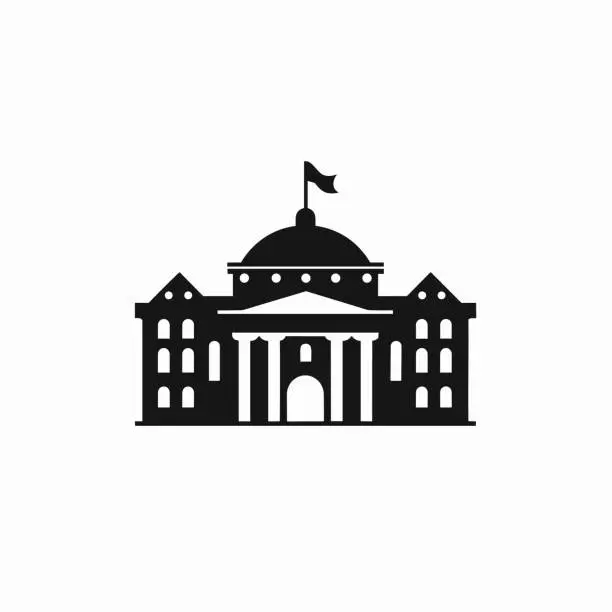 Vector illustration of Government building sign. City Hall icon, real estate web and mobile icon. School building icon in trendy flat style design. Wisconsin Solid Vector Illustration. Vector graphics. Al aqsa Icon.