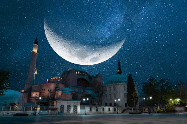 Sultanahmet and Hagia Sophia with Crescent Moon