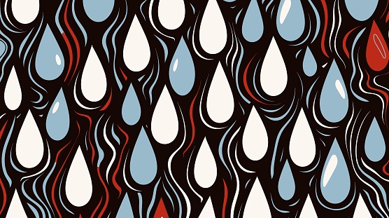 Abstract illustration background with firebrick and seashell Vector art. Good design. Hand drawn seamless pattern. Rain, seamless pattern for your design. Repeating geometric simple graphic background. Abstract seamless drops pattern.