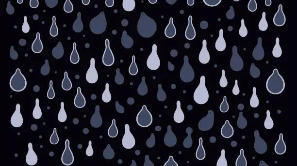 Vector illustration of Vector Illustration. Vector background. Vector illustration. Drops in doodle style.Hand drawn seamless pattern. Seamless pattern with drops of water. Trendy texture for print, textile, packaging.