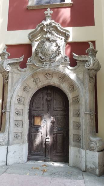 istock A stone door with a carved design 1942184037