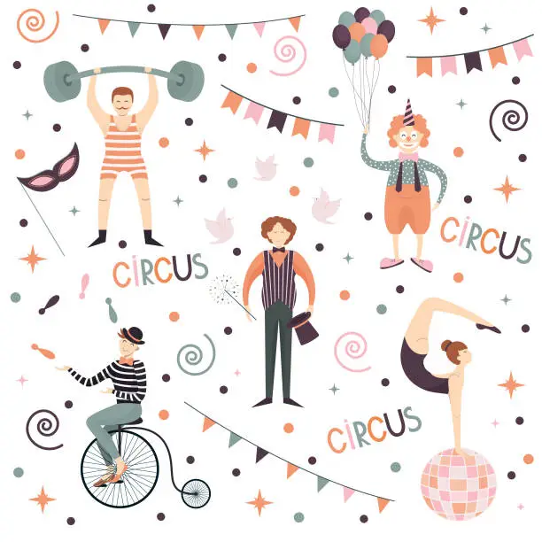 Vector illustration of circus elements