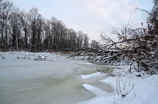 River frozen after snowstorm