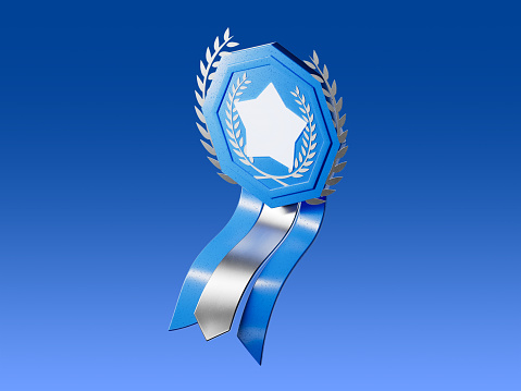 3D quality guarantee medal with star and ribbon. 3d illustration icon realistic 3d graphics medal. Digital texture