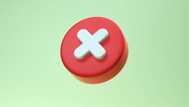 Cancel Cross Icon Isolated Over Lime Green Background. Cartoon Minimalism Style. Web Concept. 3D Render Illustration.