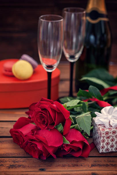 istock Champagne and red roses for the Valentine's day 1942267432