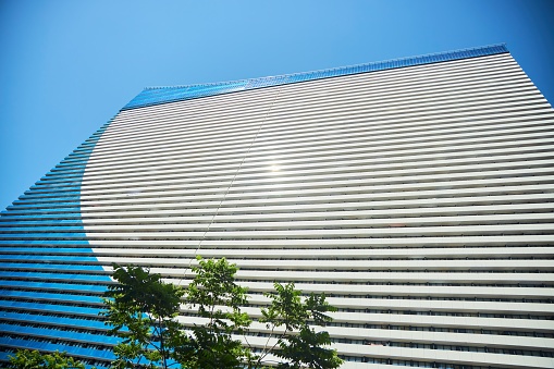 Batumi, Georgia. - July 04, 2023: The tall building of the Orbi Apartment Hotel.