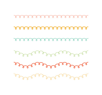 Vector material set of simple curled lines