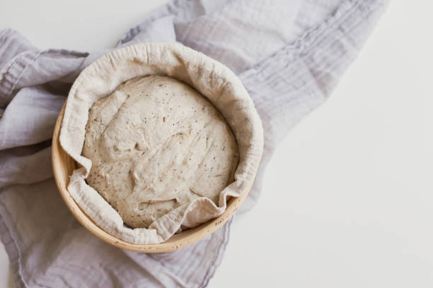 istock Raw sourdough bread in banneton 1942346042