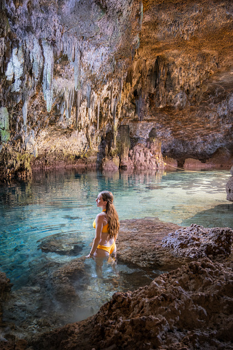 Underground swimming in a Cenote in Mexico