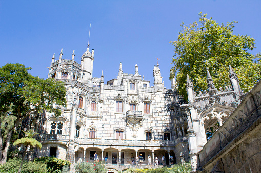 Beautiful  view of the medieval castle and park on a summer day. Sintra. Portugal.