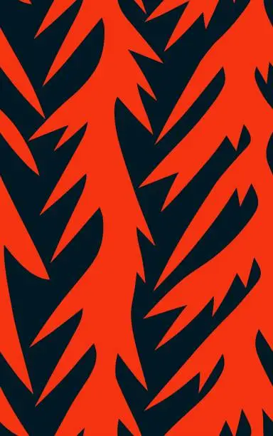 Vector illustration of Abstract background with orange jagged zigzag pattern. Abstract sharp background. Seamless pattern with abstract wavy shapes.