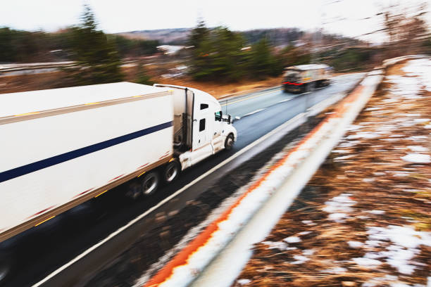 Trucking motion blur on a Winter evening.