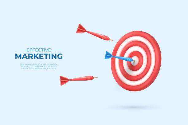 istock 3d business, financial marketing. Effective targeting, realistic arrows and target, darts game concept. Career achievement. Render elements, web banner template, vector illustration 1942438555