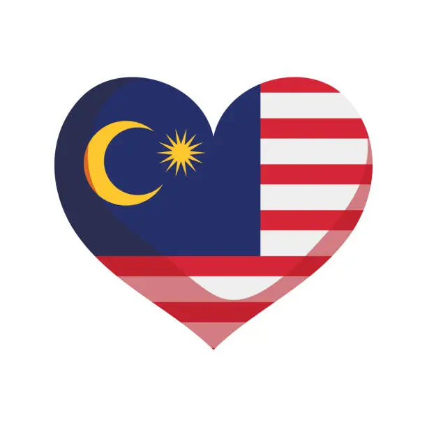 Vector illustration of malaysia flag in heart