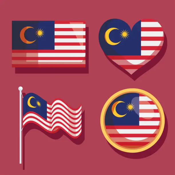 Vector illustration of Four Days of Independence Icons