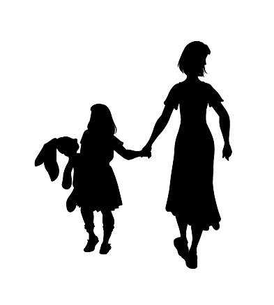 Family silhouettes. Collection of family silhouettes on isolated background. Modern small family. Vector illustration