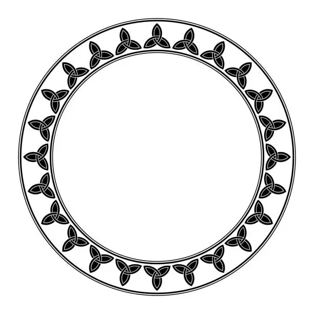 Vector illustration of Circle frame with Celtic triquetra pattern, emblem of the Holy Trinity