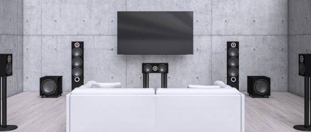 Home theater system in modern apartment.