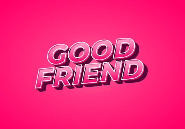 illustrations, cliparts, dessins animés et icônes de good friend. text effect in 3d look with gradient purple yellow color - backgrounds black black background gradient