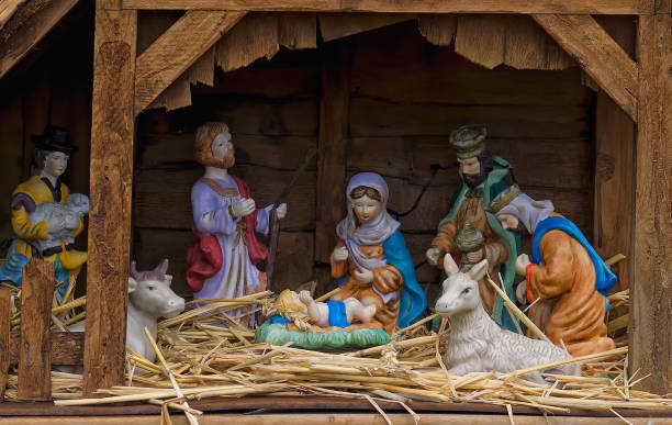istock Nativity scene composition in a public park. Christmas time. 1942534120
