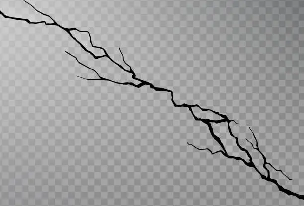Vector illustration of Crack on the wall on transparent background.