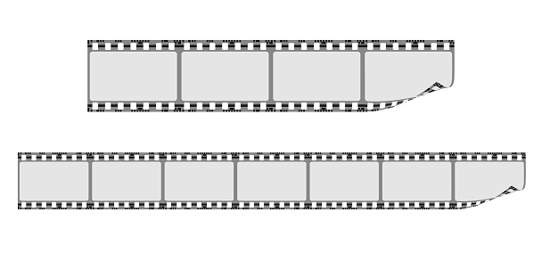 Film tape strips. Isolated. Cinema teater concept. realistic vector.