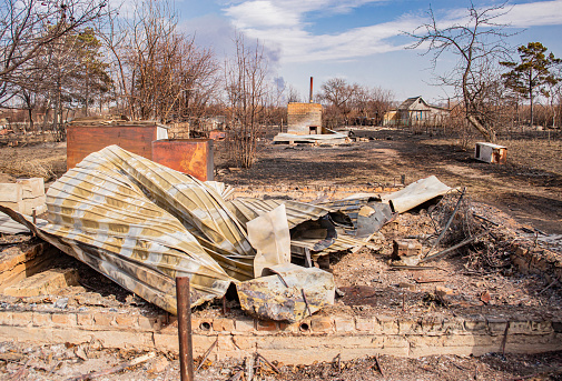 the remains of an urban-type settlement after a strong fire that completely destroyed a large area beyond restoration