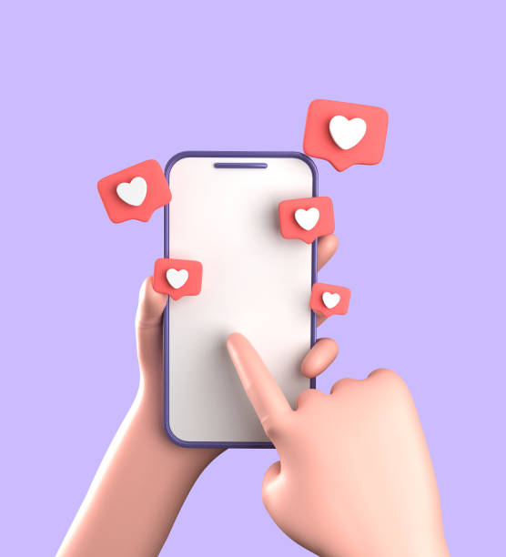 istock 3d rendering of smartphone with hand, 3D pastel smaprtphone with ornaments, icon set. 1942588300