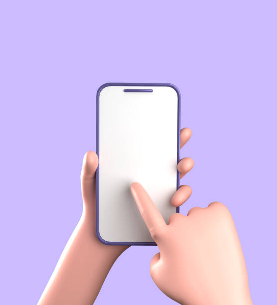 istock 3d rendering of smartphone with hand, 3D pastel smaprtphone with ornaments, icon set. 1942589868