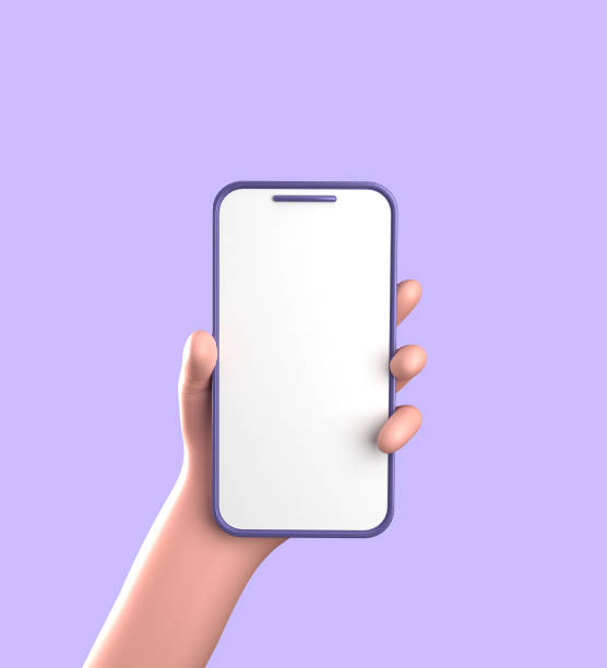 istock 3d rendering of smartphone with hand, 3D pastel smaprtphone with ornaments, icon set. 1942589872