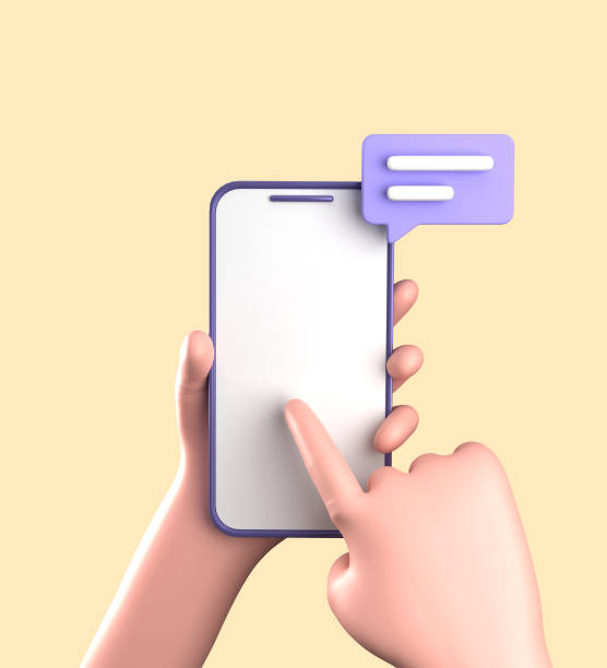 istock 3d rendering of smartphone with hand, 3D pastel smaprtphone with ornaments, icon set. 1942590378