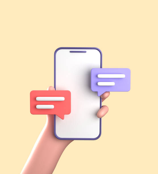 istock 3d rendering of smartphone with hand, 3D pastel smaprtphone with ornaments, icon set. 1942590385