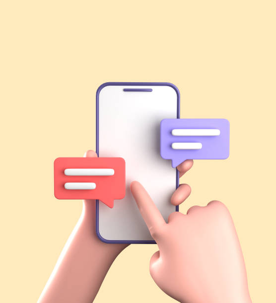 istock 3d rendering of smartphone with hand, 3D pastel smaprtphone with ornaments, icon set. 1942590388