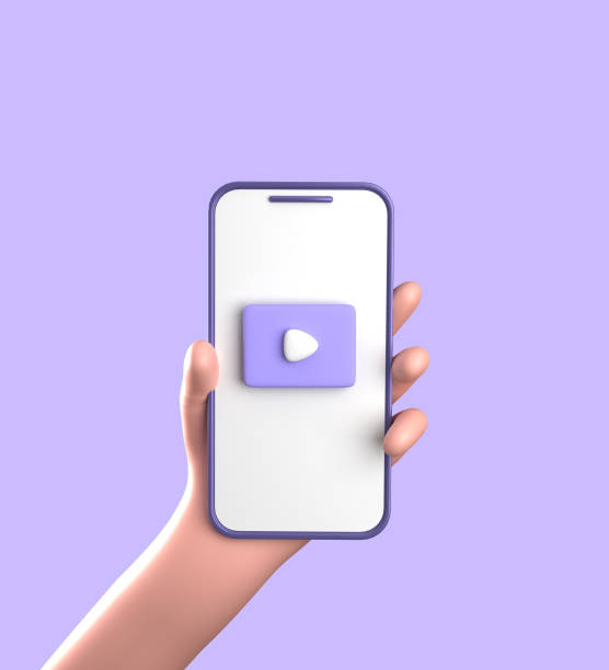 istock 3d rendering of smartphone with hand, 3D pastel smaprtphone with ornaments, icon set. 1942591447