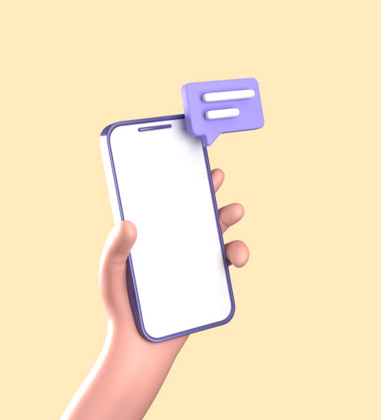 istock 3d rendering of smartphone with hand, 3D pastel smaprtphone with ornaments, icon set. 1942591968