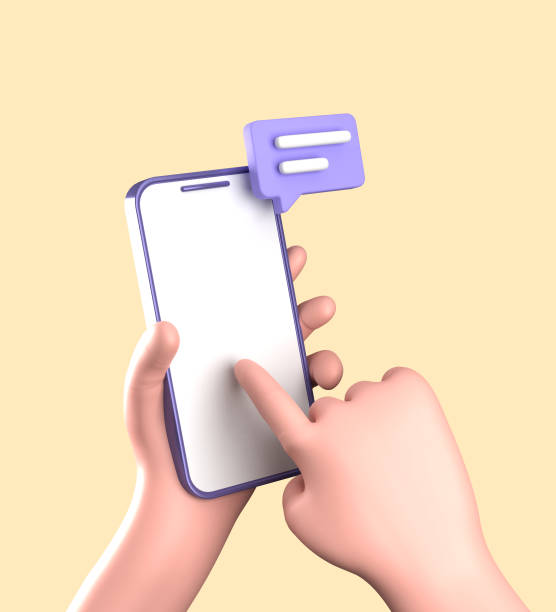 istock 3d rendering of smartphone with hand, 3D pastel smaprtphone with ornaments, icon set. 1942591969