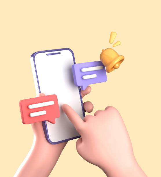 istock 3d rendering of smartphone with hand, 3D pastel smaprtphone with ornaments, icon set. 1942592495