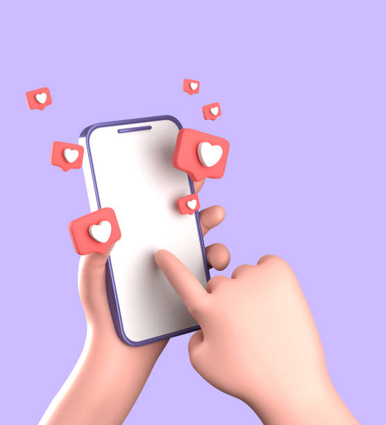 istock 3d rendering of smartphone with hand, 3D pastel smaprtphone with ornaments, icon set. 1942593023