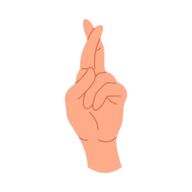 Vector illustration of A hand gesture with crossed fingers. Vector illustration