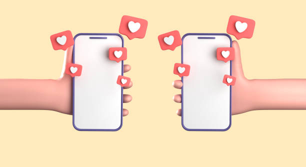 istock 3d rendering of smartphone with hand from side, 3D pastel smaprtphone with ornaments, icon set. 1942603181